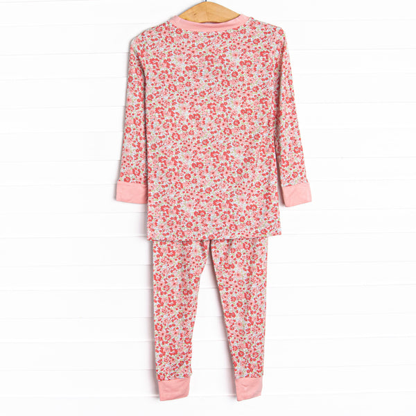 Red Ribbons Bamboo Pajama Set, Red