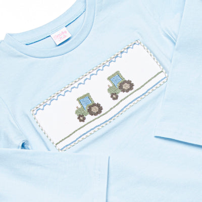 Tilling Tractors Smocked Pant Set, Blue