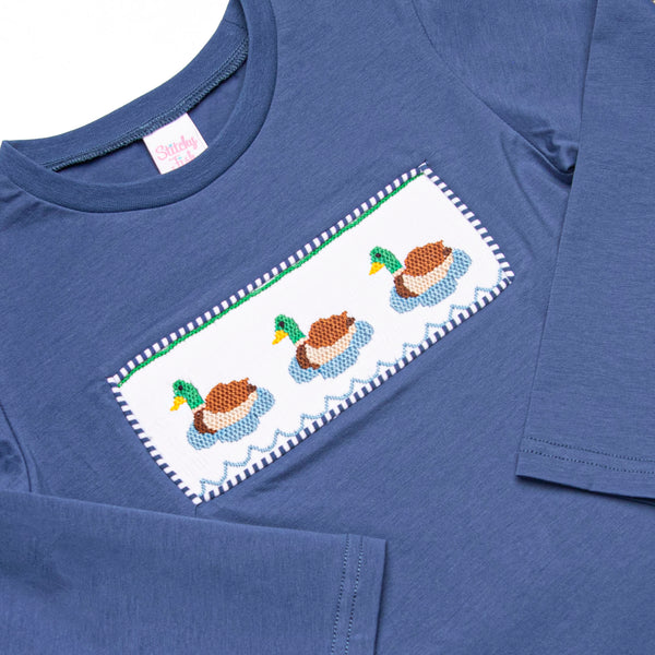 Waddle and Wade Smocked Pant Set, Navy