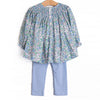 Tea Party Petals Smocked Legging Set, Blue
