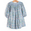 Tea Party Petals Smocked Bishop Dress, Blue
