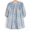 Tea Party Petals Smocked Bishop Dress, Blue