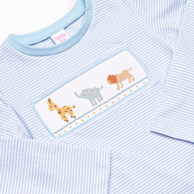 Jungle Jive Smocked Pant Set, Blue