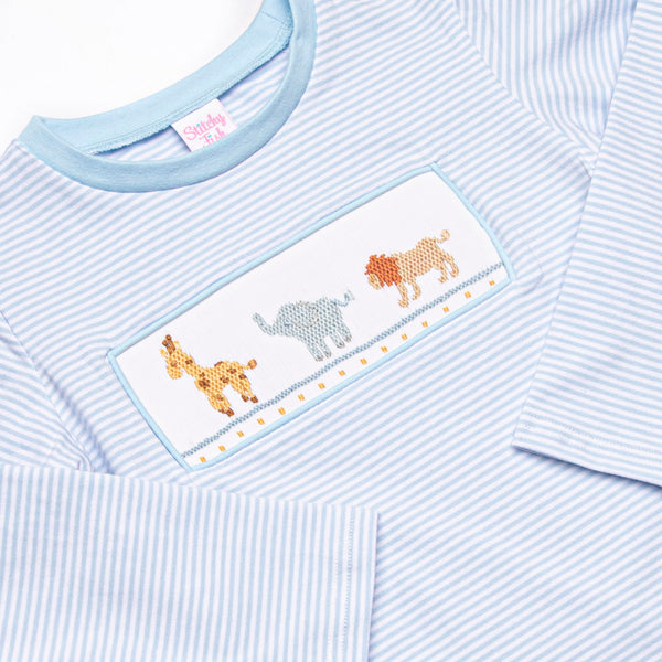 Jungle Jive Smocked Pant Set, Blue
