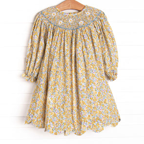 Daisy a Day Smocked Bishop Dress, Yellow