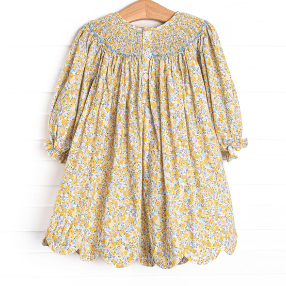 Daisy a Day Smocked Bishop Dress, Yellow