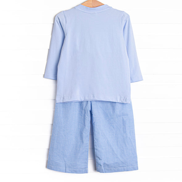 Runway Ready Smocked Pant Set, Blue