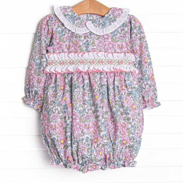 Ruffled Ribbons Smocked Bubble, Pink