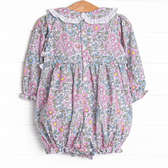 Ruffled Ribbons Smocked Bubble, Pink