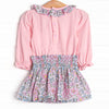 Ruffled Ribbons Smocked Skirt Set, Pink