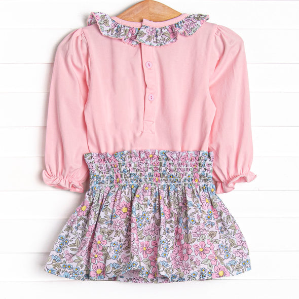 Ruffled Ribbons Smocked Skirt Set, Pink