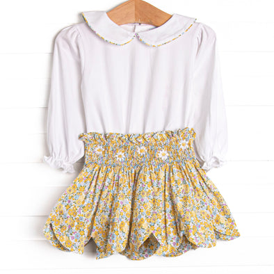Daisy a Day Smocked Skirt Set, Yellow