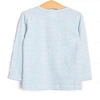 Farm Animal Friends French Knot Embroidered Top, Blue