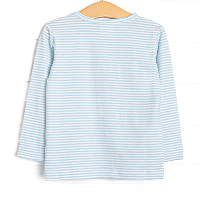 Farm Animal Friends French Knot Embroidered Top, Blue