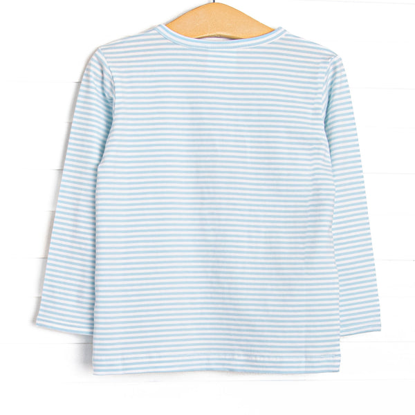 Farm Animal Friends French Knot Embroidered Top, Blue