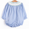 Reindeer Cheer Smocked Girl Bubble, Blue