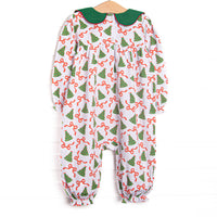 Tinsel Trees Scalloped Collar Romper, Green