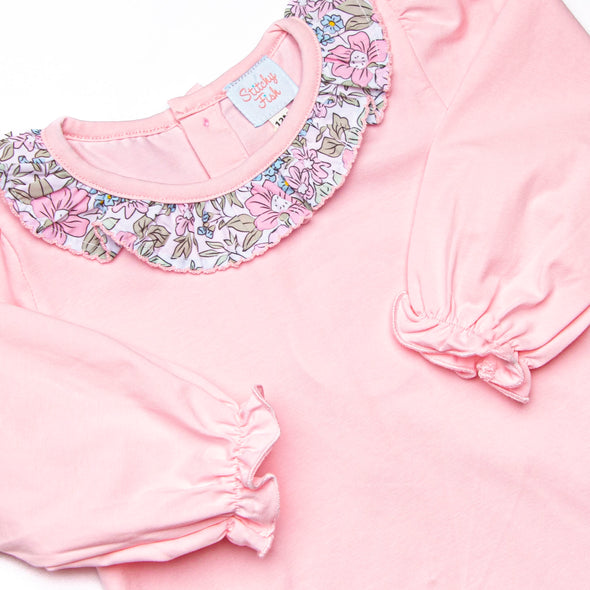 Ruffled Ribbons Smocked Skirt Set, Pink