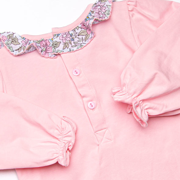 Ruffled Ribbons Smocked Skirt Set, Pink