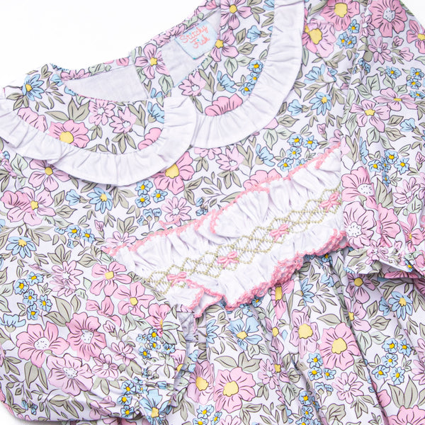 Ruffled Ribbons Smocked Legging Set, Pink