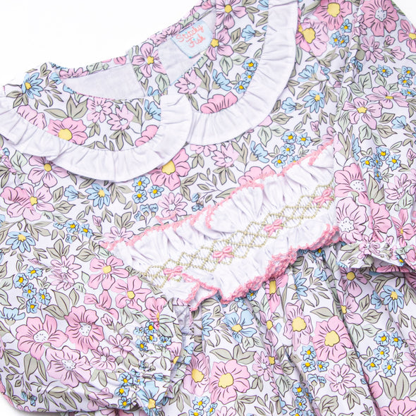 Ruffled Ribbons Smocked Legging Set, Pink