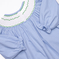 Reindeer Cheer Smocked Girl Bubble, Blue