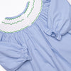 Reindeer Cheer Smocked Girl Bubble, Blue