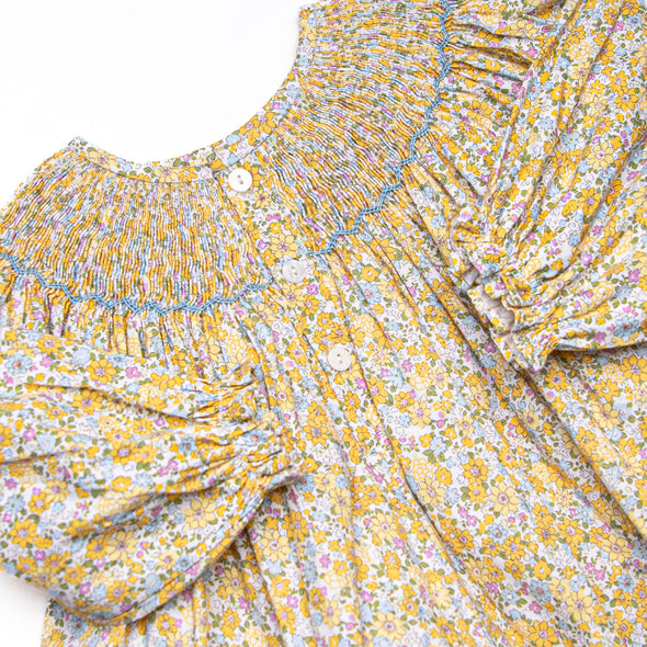 Daisy a Day Smocked Bishop Dress, Yellow