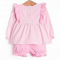 Rocking Horse Rider Applique Bloomer Set, Pink