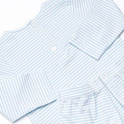 Farm Animal Friends French Knot Embroidered Romper, Blue