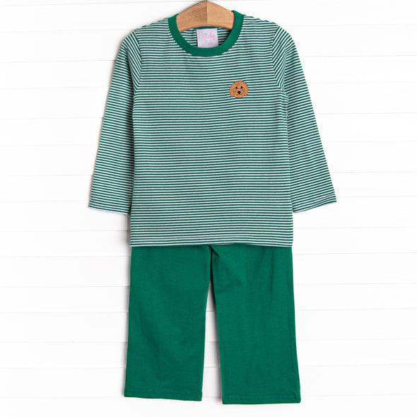 Doodle Days Embroidered Pant Set, Green