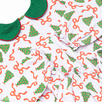 Tinsel Trees Scalloped Collar Romper, Green