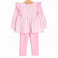 Rocking Horse Rider Applique Legging Set, Pink