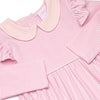 Emmaline Long Sleeve Romper, Light Pink Stripe
