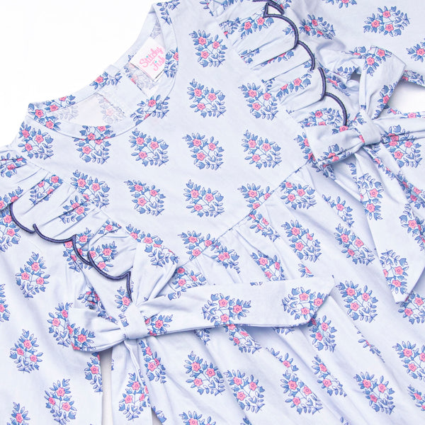 Blue Bud Bouquet Side Tie Bubble, Blue