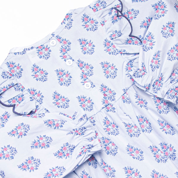 Blue Bud Bouquet Side Tie Bubble, Blue