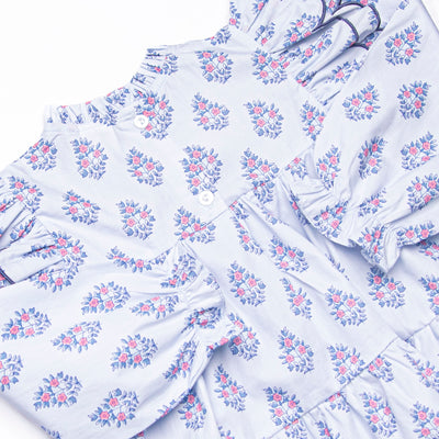 Blue Bud Bouquet Legging Set, Blue