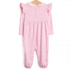 Emmaline Long Sleeve Romper, Light Pink Stripe