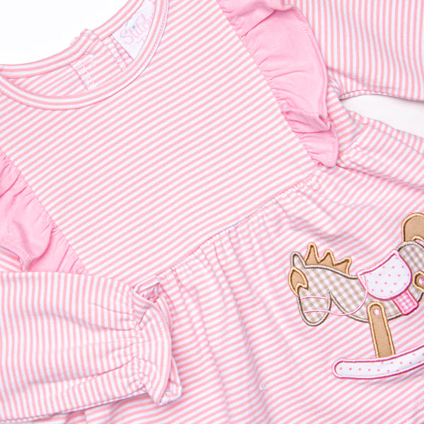 Rocking Horse Rider Applique Legging Set, Pink