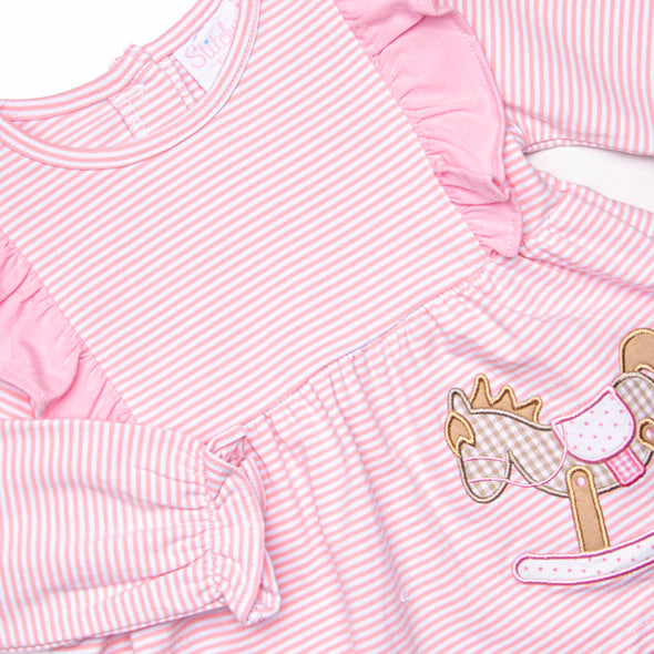 Rocking Horse Rider Applique Legging Set, Pink