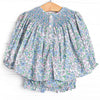 Tea Party Petals Smocked Diaper Set, Blue