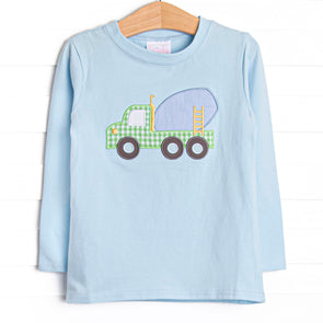Caution Construction Applique Top, Blue