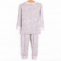 Gingham Gardenias Bamboo Pajama Set, Pink