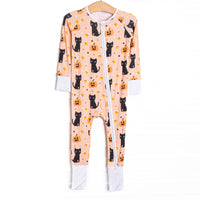 Feline Spooky Bamboo Zippy Pajama, Orange
