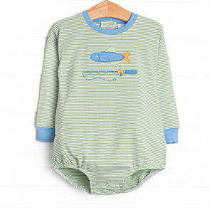 Reely Big Catch Applique Bubble, Green Stripe