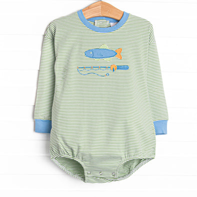 Reely Big Catch Applique Bubble, Green Stripe