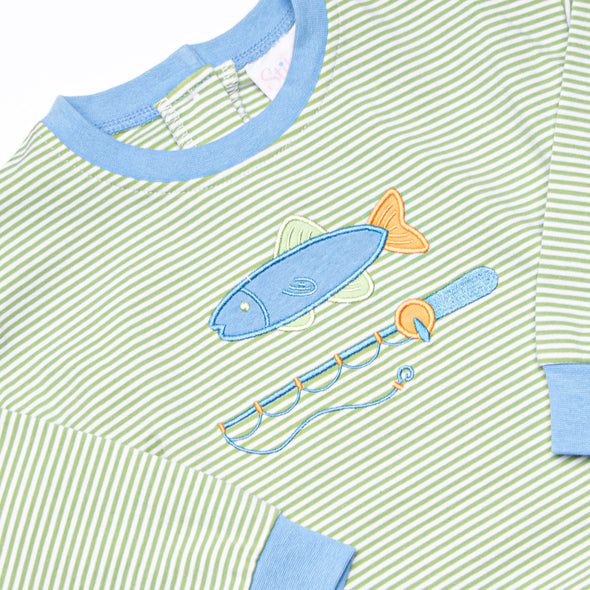Reely Big Catch Applique Bubble, Green Stripe