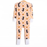 Feline Spooky Bamboo Zippy Pajama, Orange
