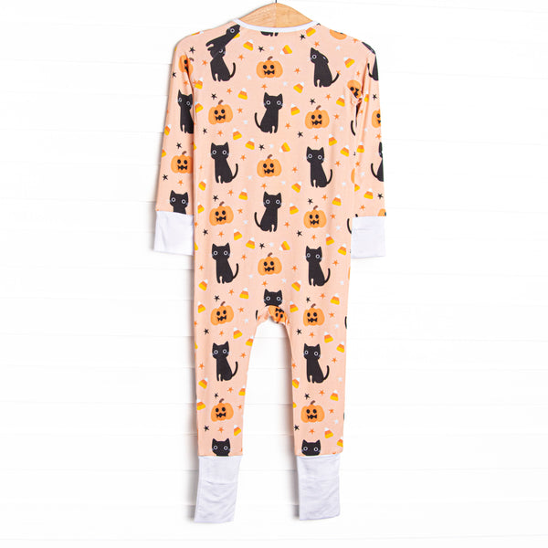 Feline Spooky Bamboo Zippy Pajama, Orange