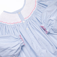 Wrapped in Ribbons Smocked Bishop Dress, Blue